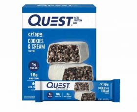 Quest Nutrition Crispy Cookies & Cream Hero Protein Bar, 18g Protein, 1g Sugar, 3g Net Carb, Gluten Free, Keto Friendly, 12 Count Gym sporti (1)
