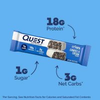 Quest Nutrition Crispy Cookies & Cream Hero Protein Bar, 18g Protein, 1g Sugar, 3g Net Carb, Gluten Free, Keto Friendly, 12 Count Gym sporti (1)