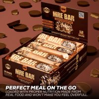 REDCON1 MRE Protein Bar, Crunchy Peanut Butter Cup - Contains MCT Oil + 20g of Whole Food Protein - Easily Digestible, Macro Balanced Low Sugar Meal Replacement Bar (12 Bars) gym sporti