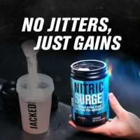 Jacked Factory Nitric Surge Stim Free Pre Workout boosts muscle pumps, blood flow, and strength—caffeine-free for jitter-free workouts!